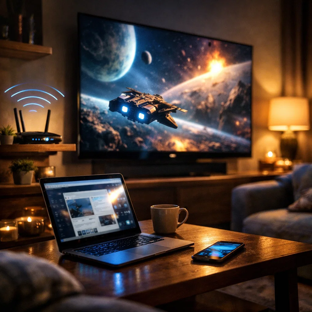 Streaming Connection 7 Essential Expert Secrets To Improve Speed And Stability 1 Home streaming setup demonstrating a stable streaming connection for high-definition video